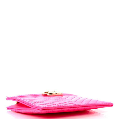 Chanel Patent Chevron Quilted Boy Zip Card Holder Pink 4 of 7