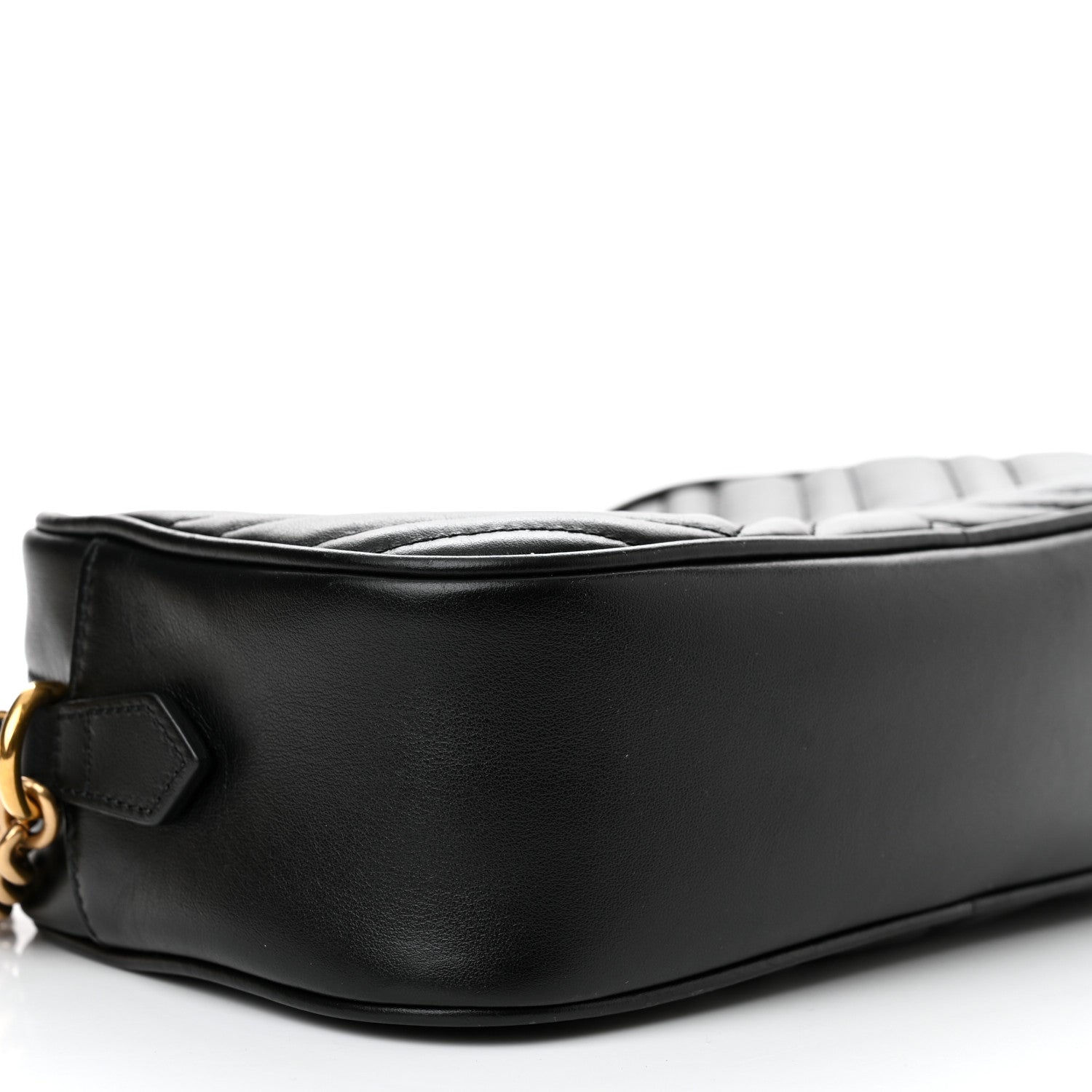 Gucci Calfskin Matelasse Small GG Marmont Chain Shoulder Bag Black 9 of 12