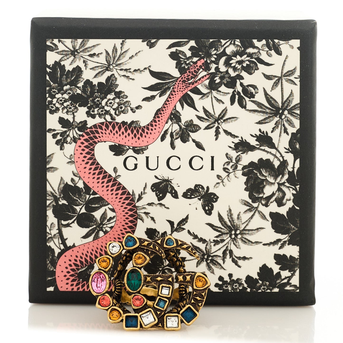 Crystal Double G Ring M Multicolor