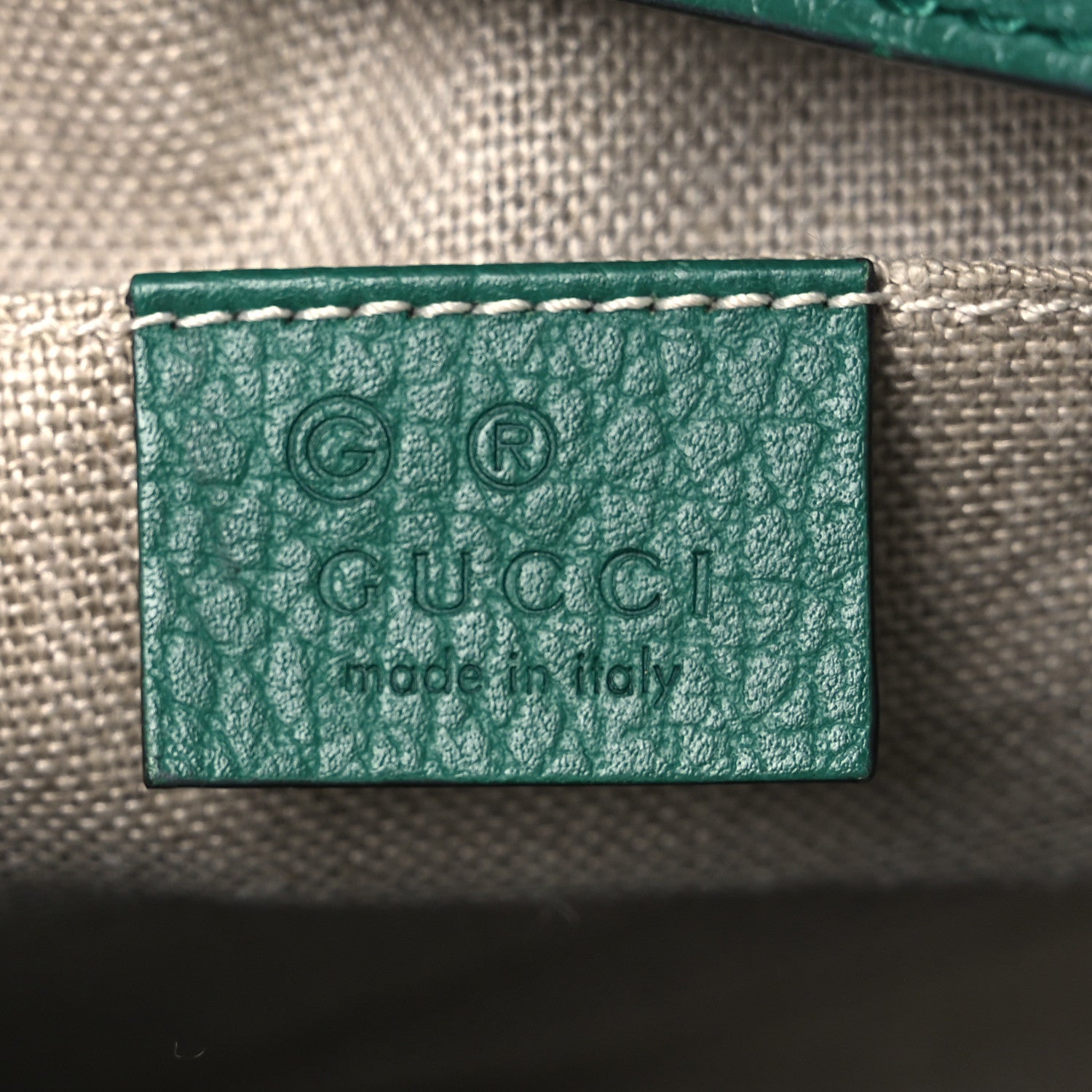 Gucci Monogram Dollar Calfskin Mini Bree Messenger Bag Beige Ebony Emerald 5 of 11