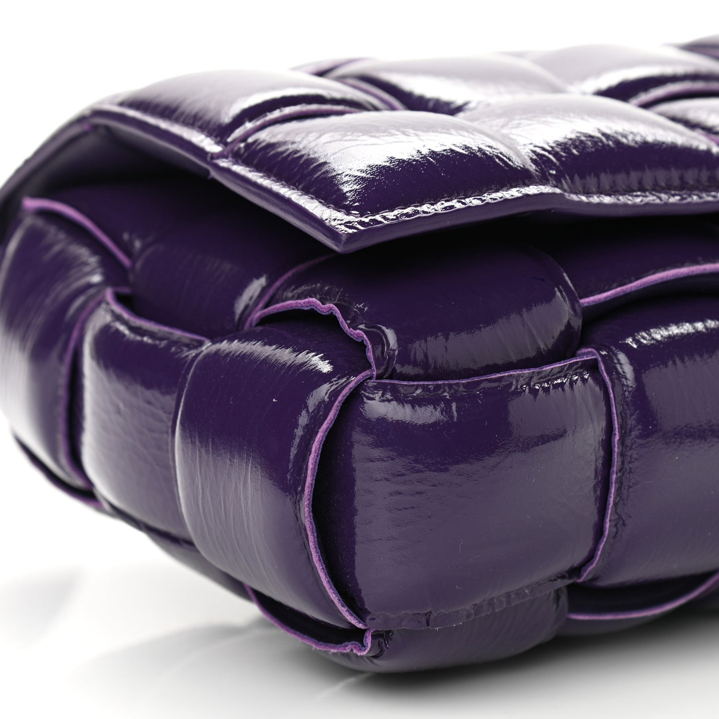 Textured Deerskin Maxi Intrecciato Padded Cassette Crossbody Bag Raisin