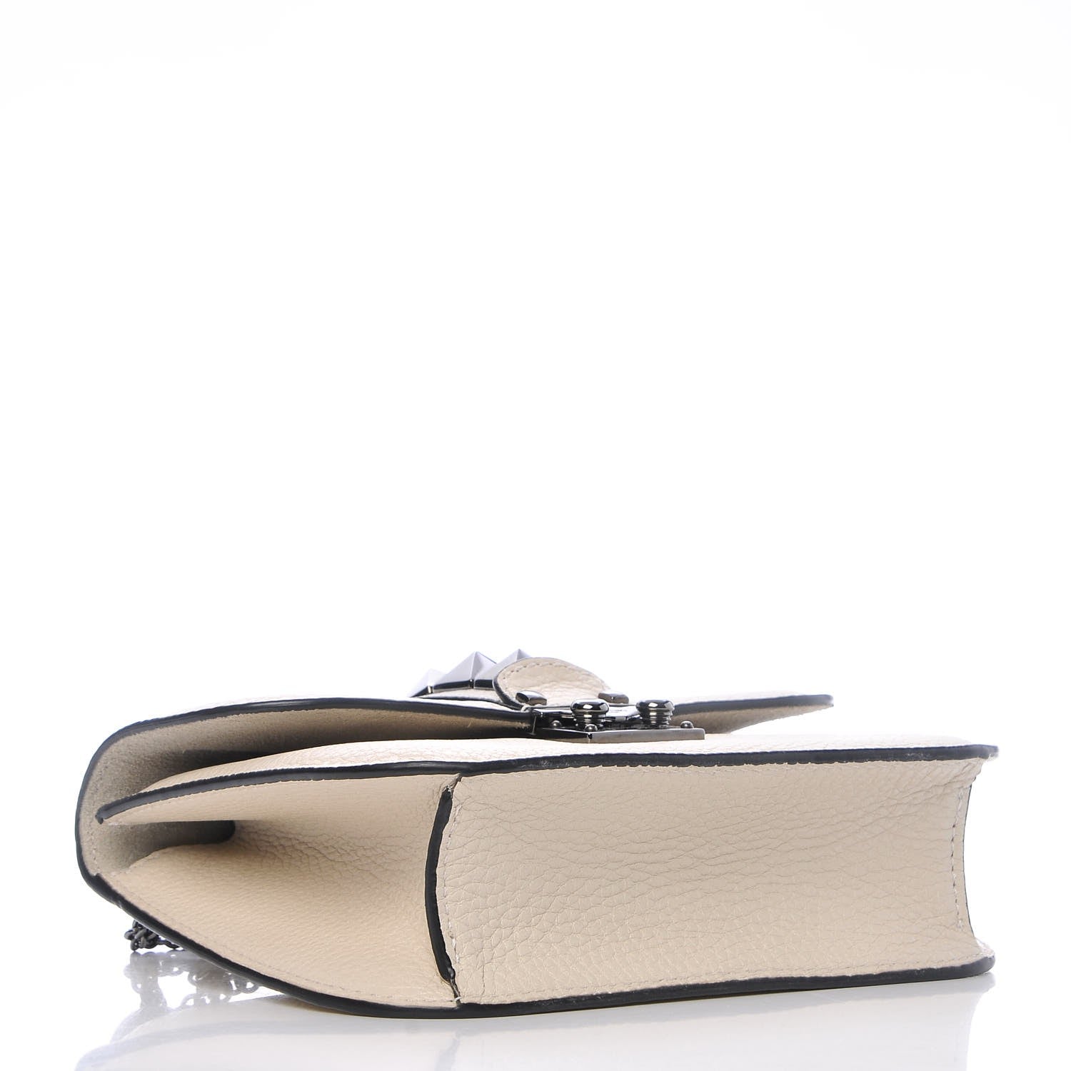 Valentino Garavani Pebbled Calfskin Small Glam Lock Rockstud Flap Ivory 4 of 10