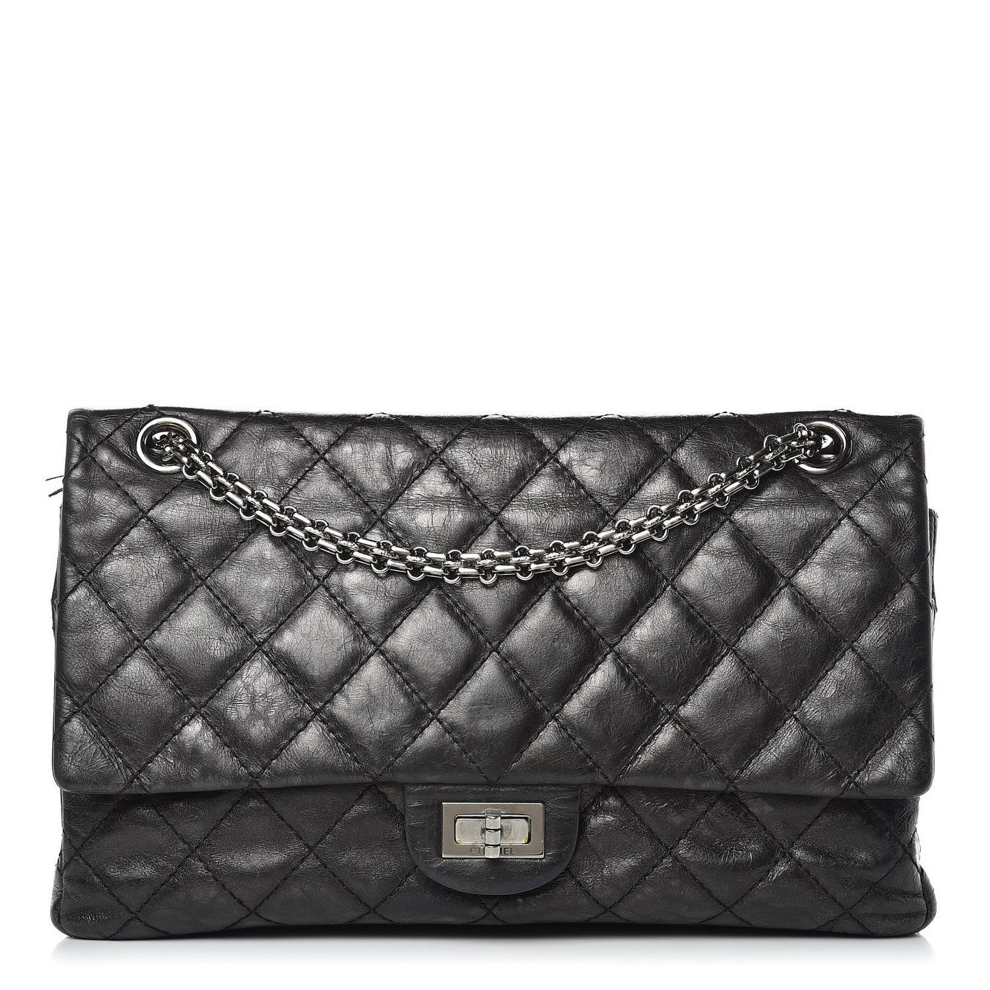 Metallic Aged Calfskin Quilted 2.55 Reissue 226 Flap Black