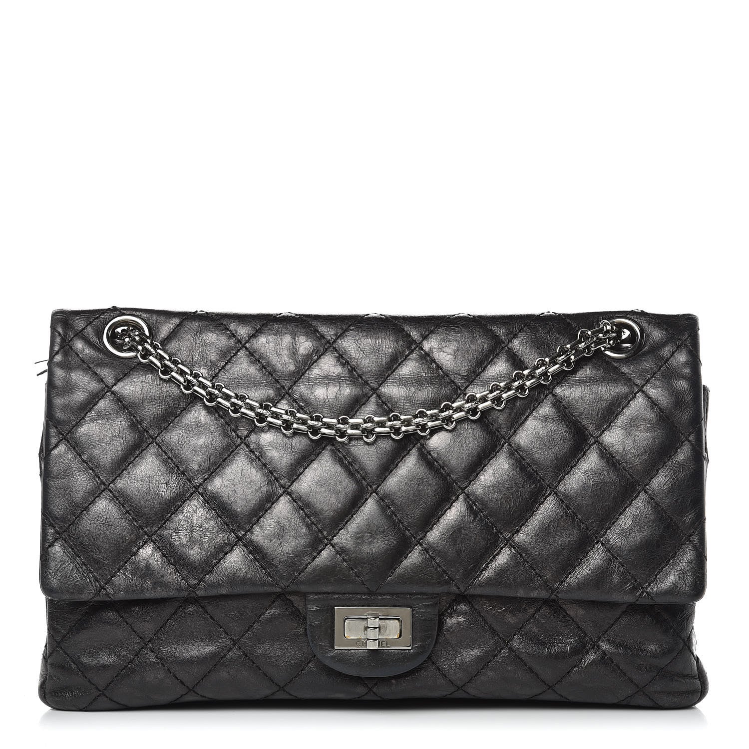 Chanel Metallic Aged Calfskin Quilted 2.55 Reissue 226 Flap Black 1 of 16