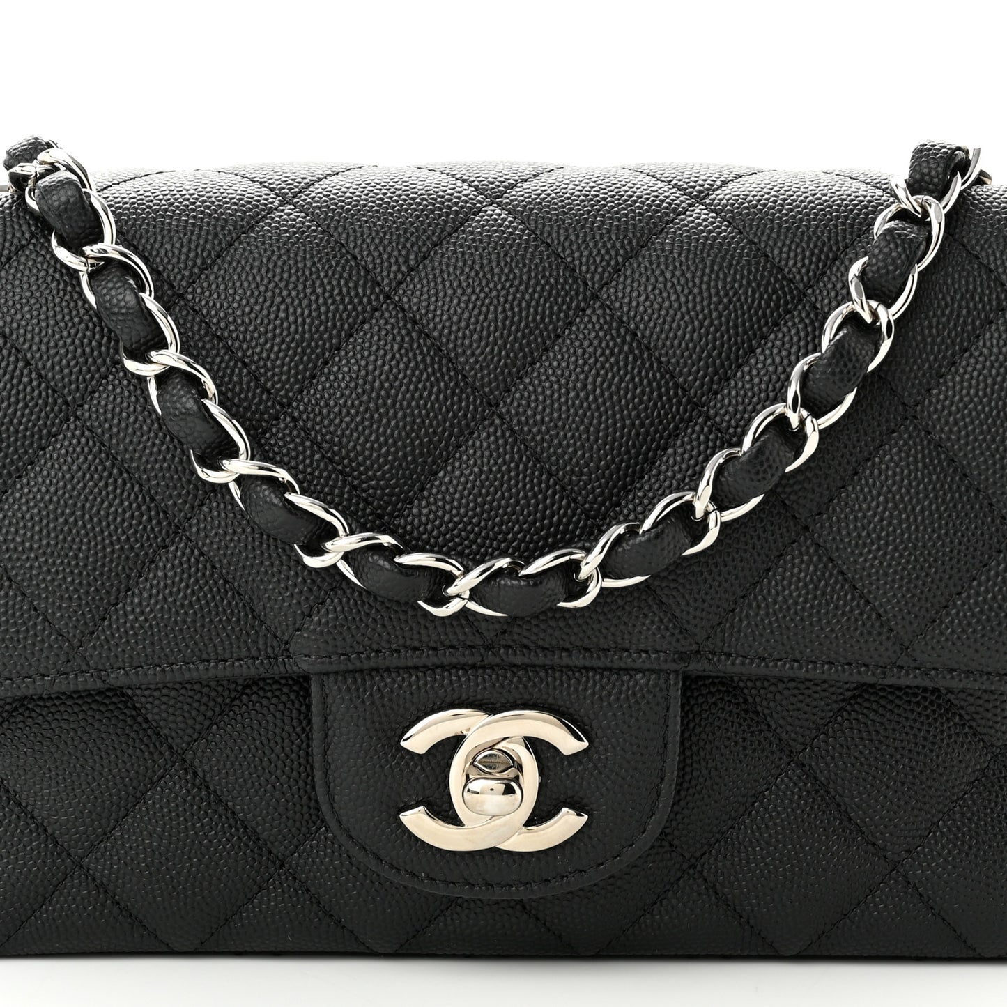 Caviar Quilted Mini Rectangular Flap Black