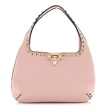 Valentino Garavani Pebbled Calfskin Small Rockstud Flip Lock Hobo Light Pink 1 of 9