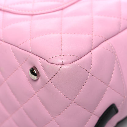 Chanel Calfskin Quilted Large Cambon Bowler Pink Black Pink Black 12 of 15