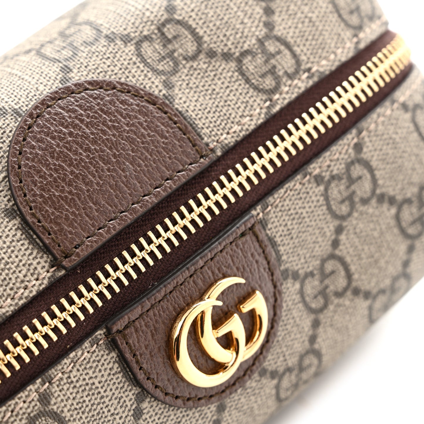 Soft GG Supreme Monogram Calfskin Medium Ophidia Cosmetic Case Beige Ebony New Acero
