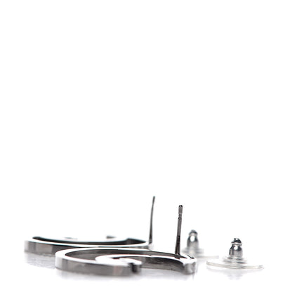 Chanel Strass Crystal CC Moon Earrings Silver 3 of 5