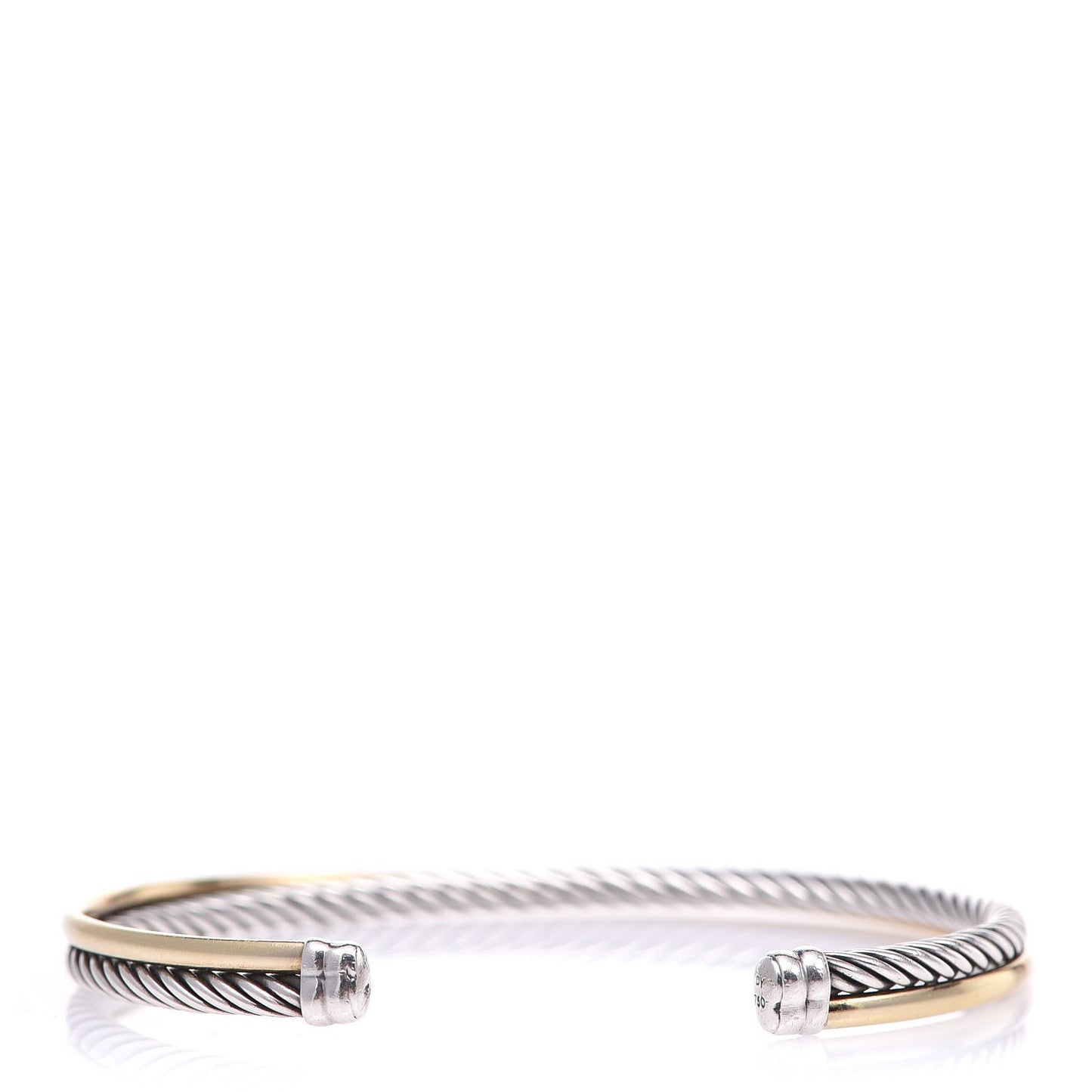 Sterling Silver 18K Yellow Gold 5mm Crossover Cuff Bracelet
