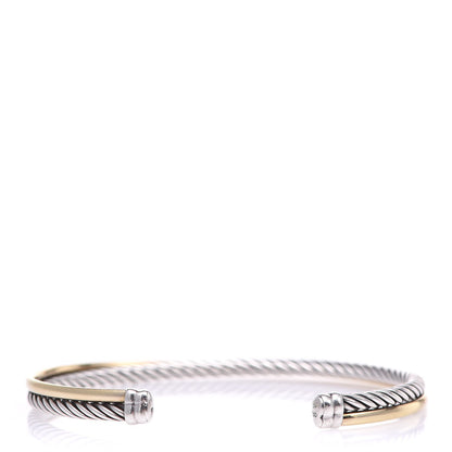 David Yurman Sterling Silver 18K Yellow Gold 5mm Crossover Cuff Bracelet 1 of 5