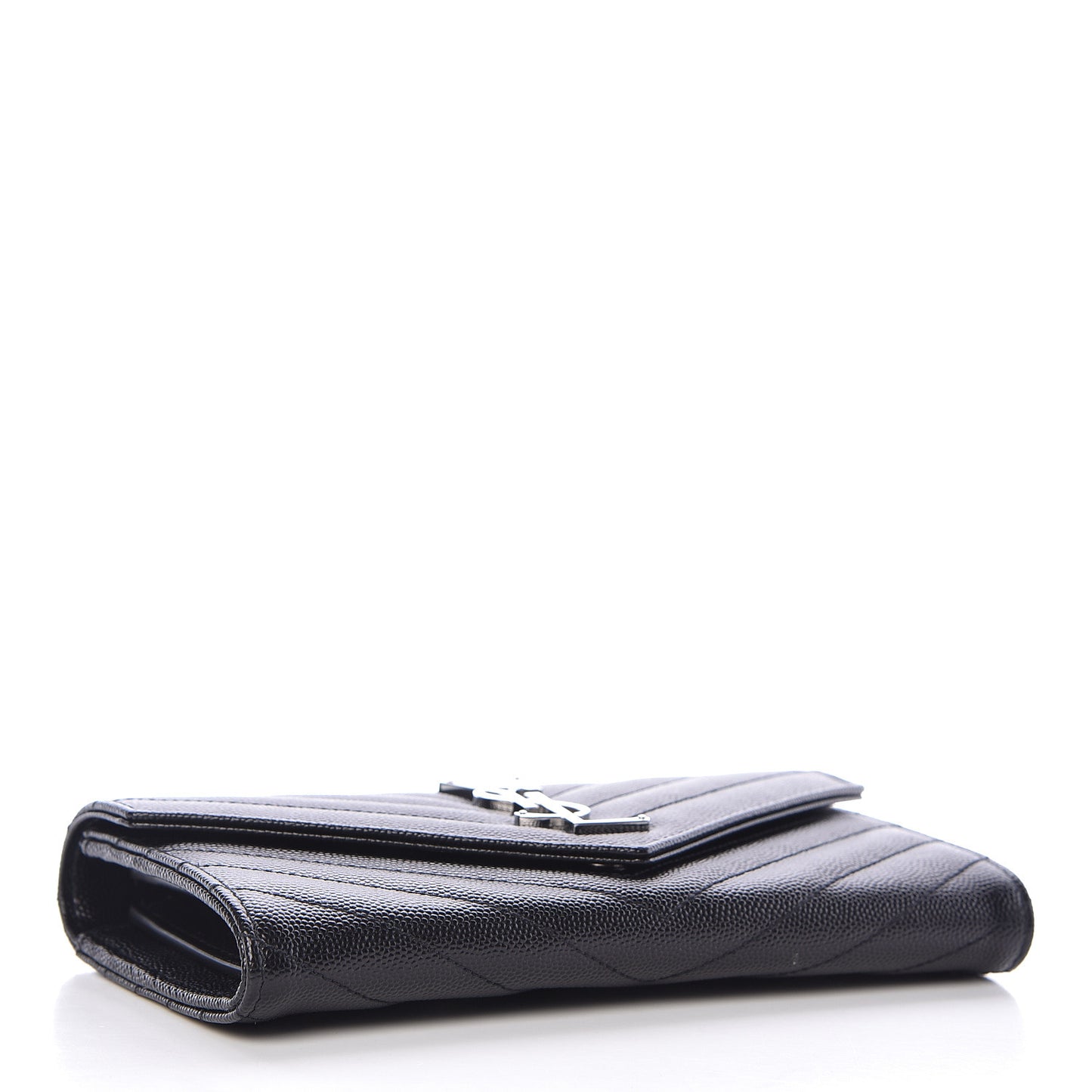 Grain De Poudre Matelasse Chevron Monogram Flap Wallet Black