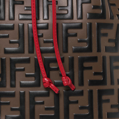 Fendi Vitello Grace F is Fendi Bi-Color FF 1974 Embossed Grande Mon Tresor Bucket Bag Maya Black Fragola 8 of 15