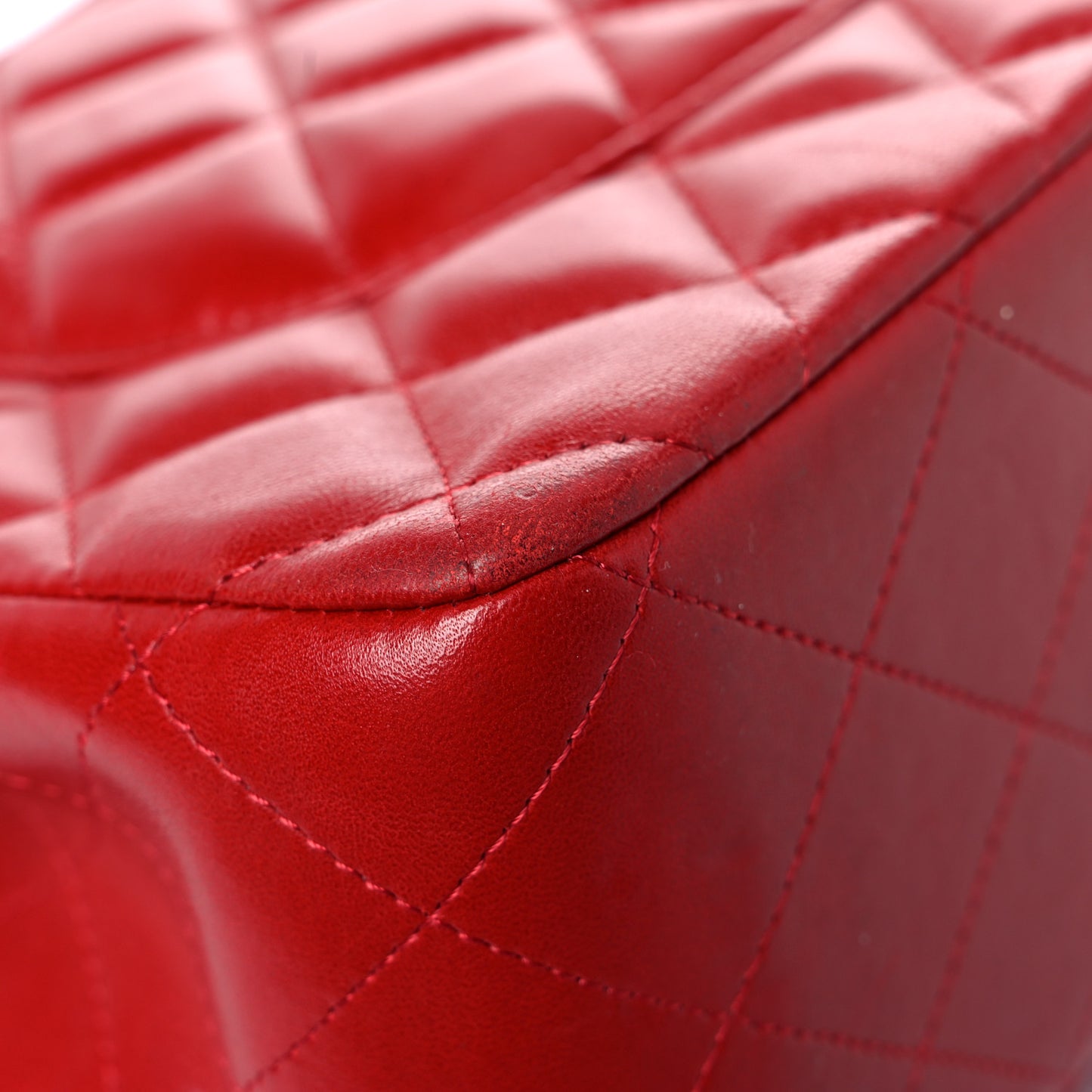 Lambskin Quilted Jumbo Double Flap Red