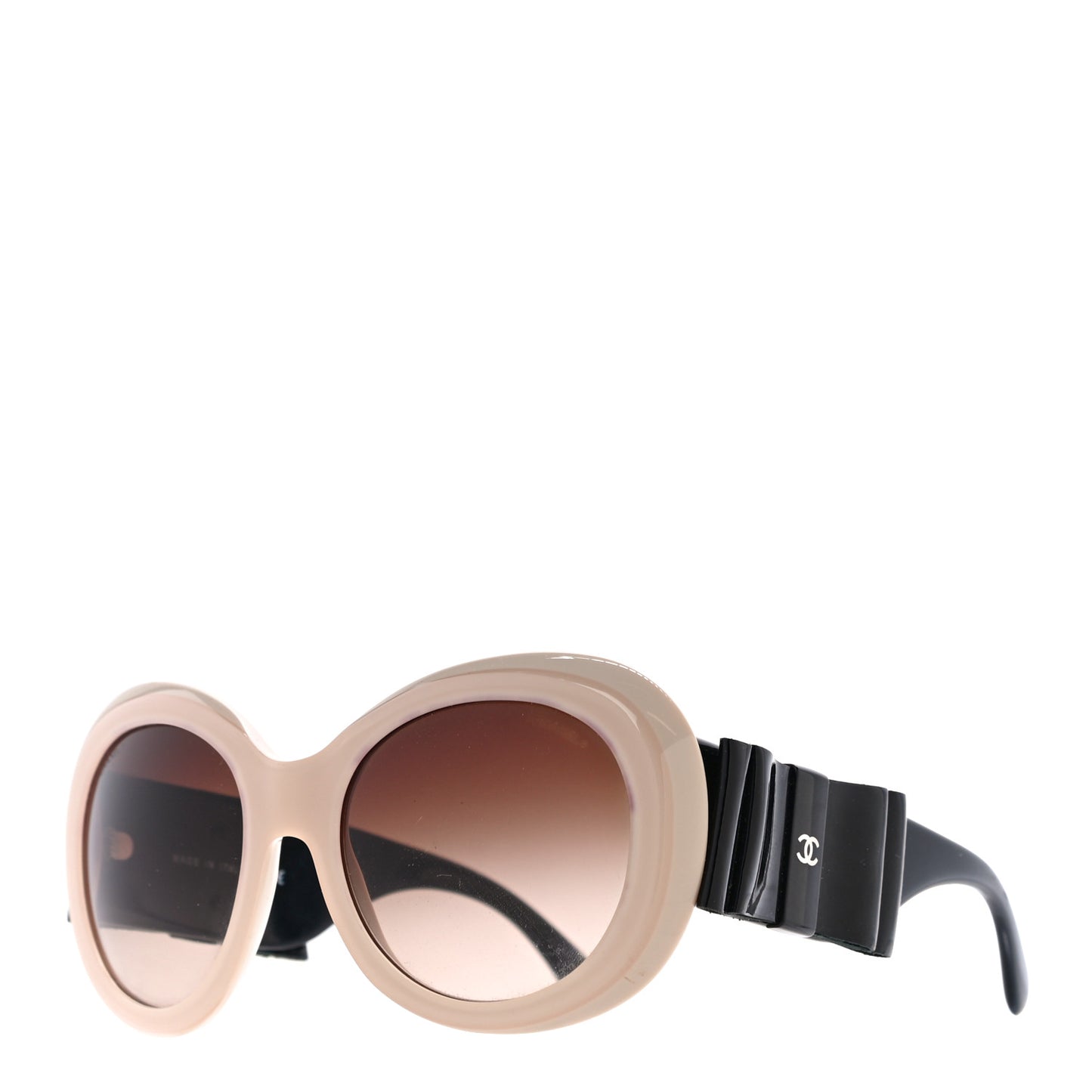 Acetate Patent CC Bow Sunglasses 5282-Q Beige Black
