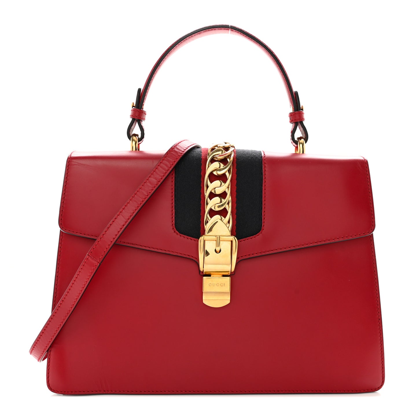 Calfskin Medium Sylvie Top Handle Bag Hibiscus Red