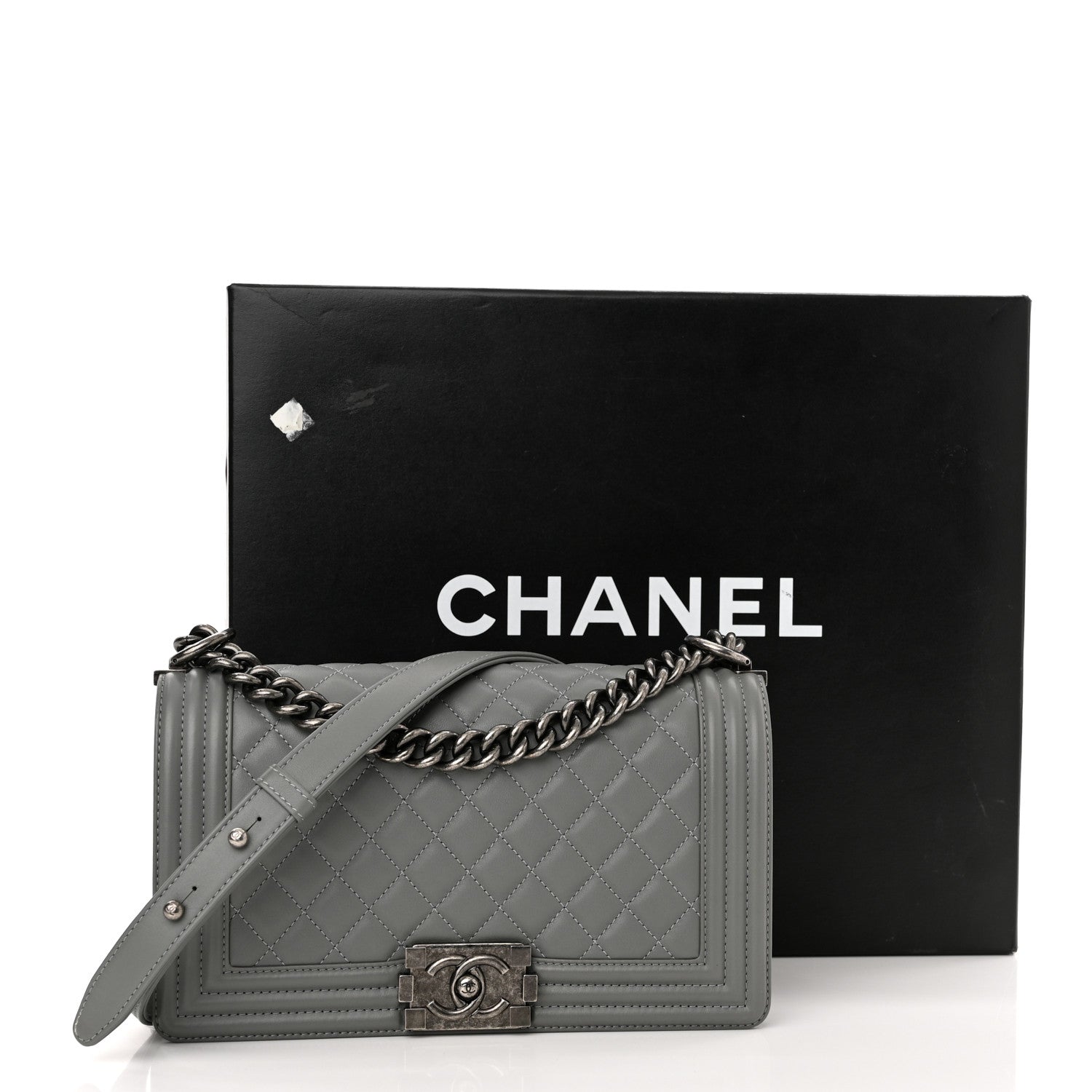 Chanel Lambskin Quilted Medium Boy Flap Grey 10 of 10