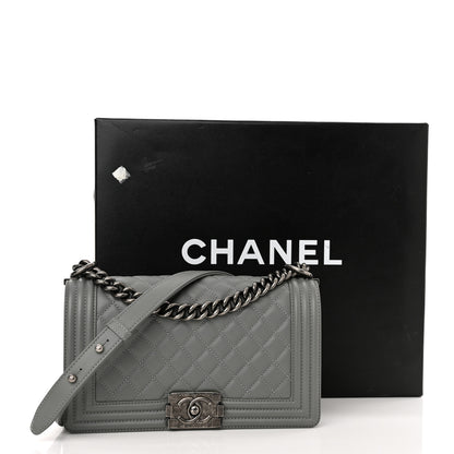 Chanel Lambskin Quilted Medium Boy Flap Grey 10 of 10