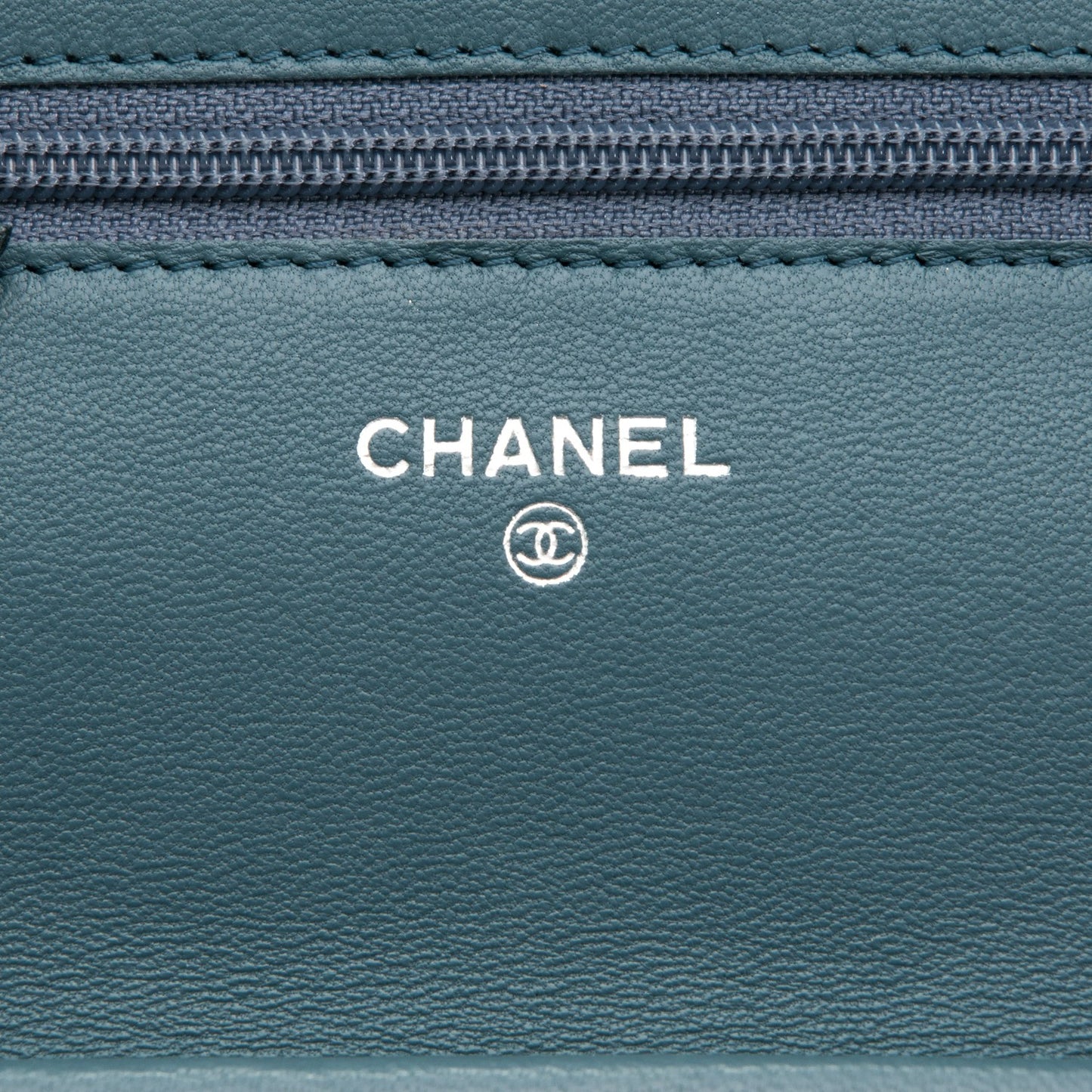 Lambskin Quilted Wallet On Chain WOC Blue