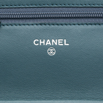 Chanel Lambskin Quilted Wallet On Chain WOC Blue 6 of 8