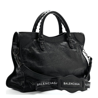 Balenciaga Agneau Classic Hardware City Logo Strap Black White 5 of 21