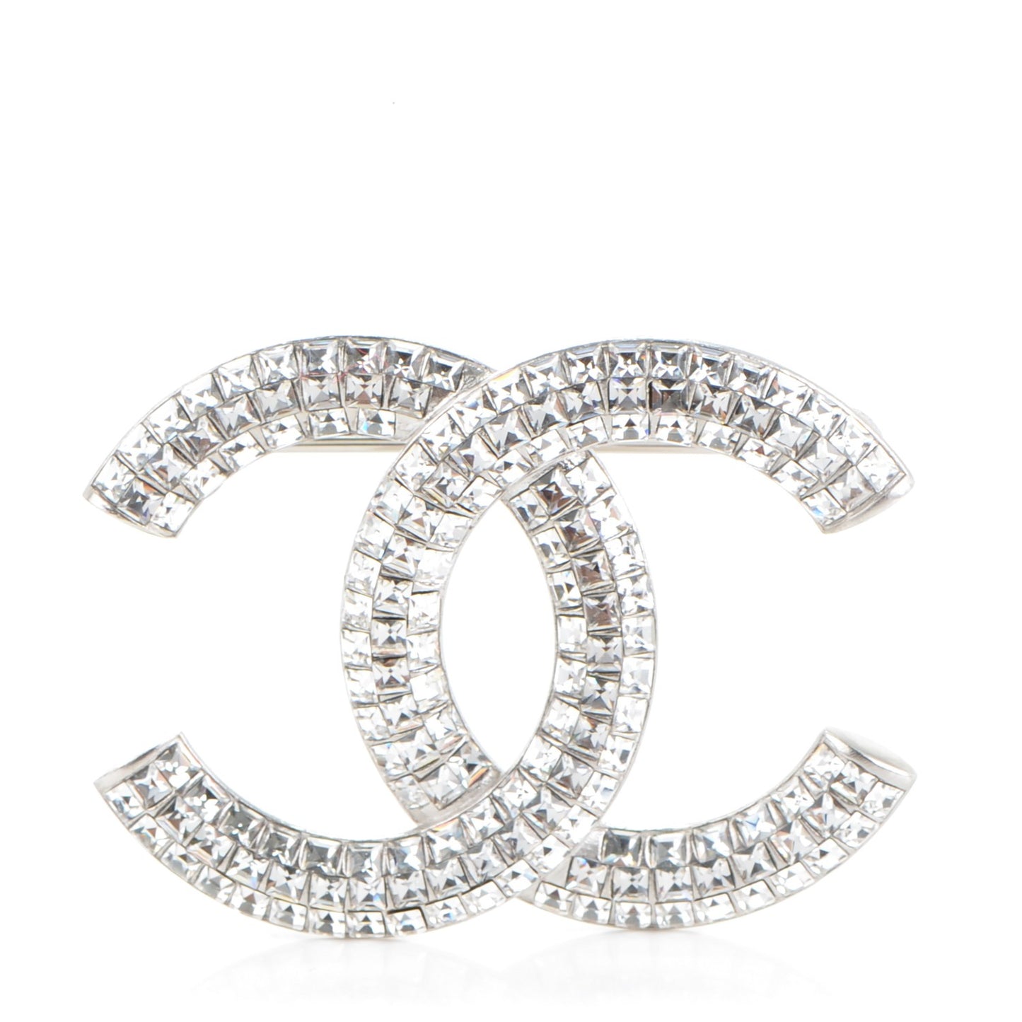 Baguette Crystal CC Brooch Silver