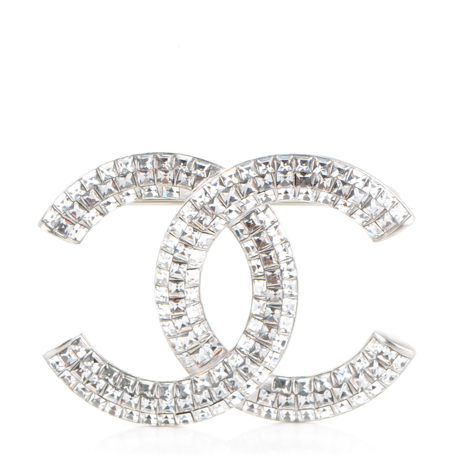 Chanel Baguette Crystal CC Brooch Silver 1 of 4