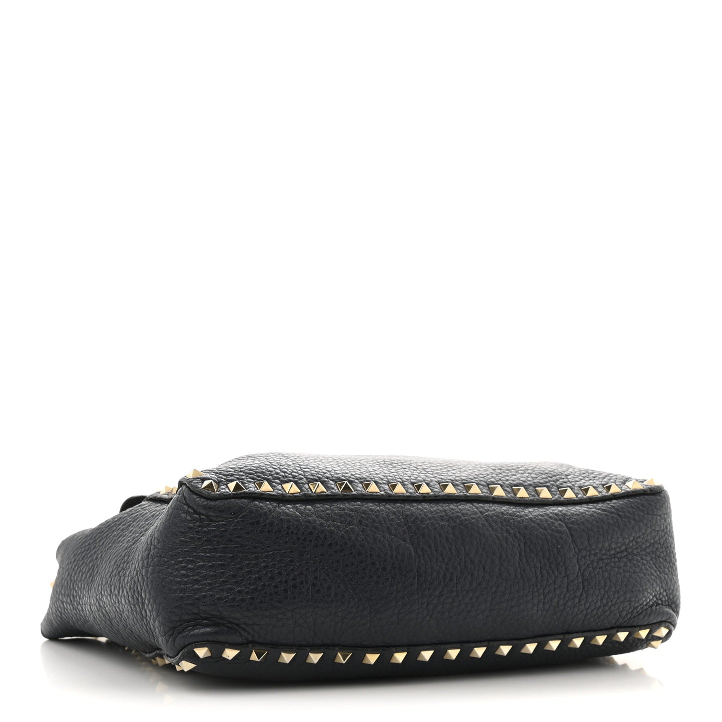 Pebbled Calfskin Rockstud Flip Lock Flap Messenger Satchel Marine
