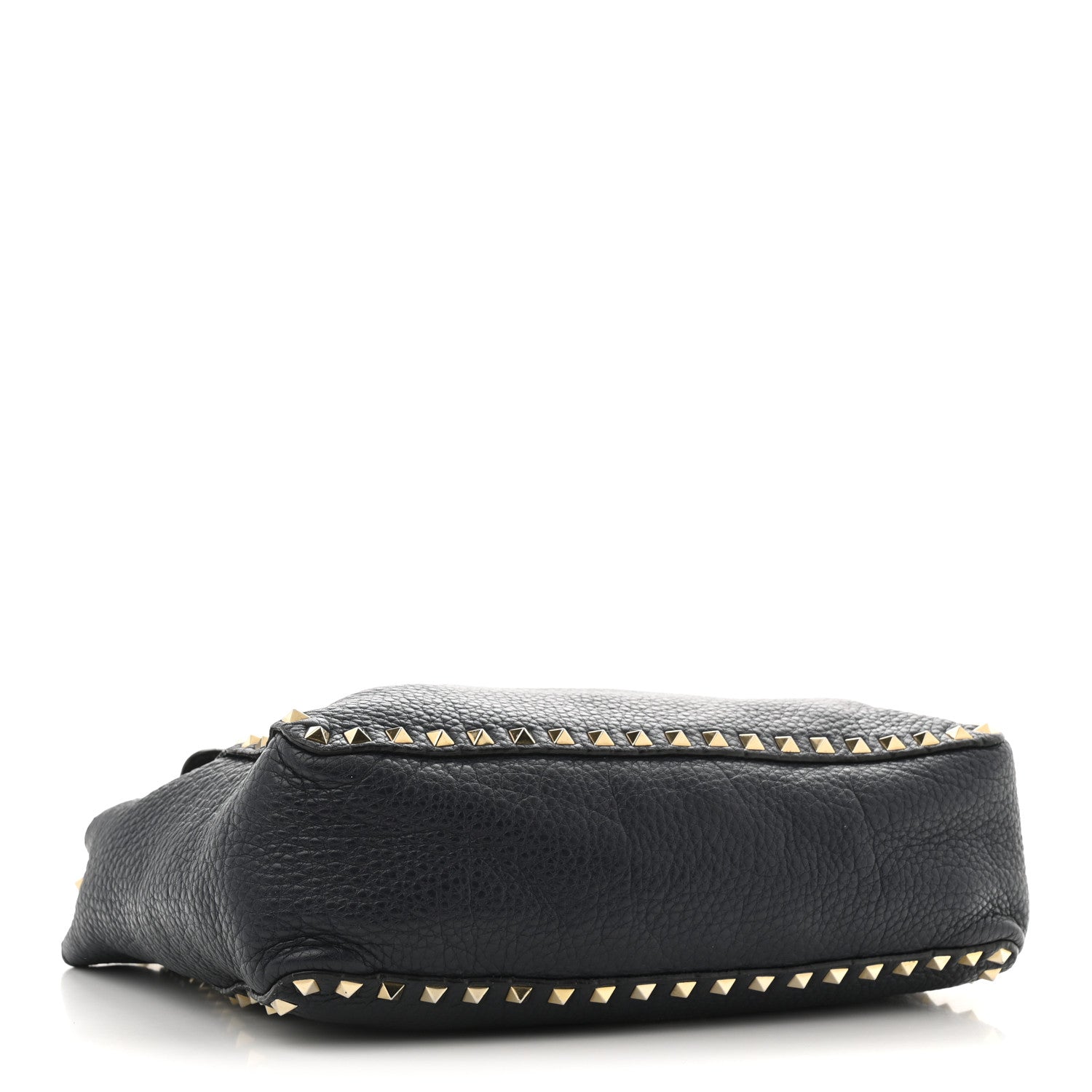 Valentino Garavani Pebbled Calfskin Rockstud Flip Lock Flap Messenger Satchel Marine 4 of 16