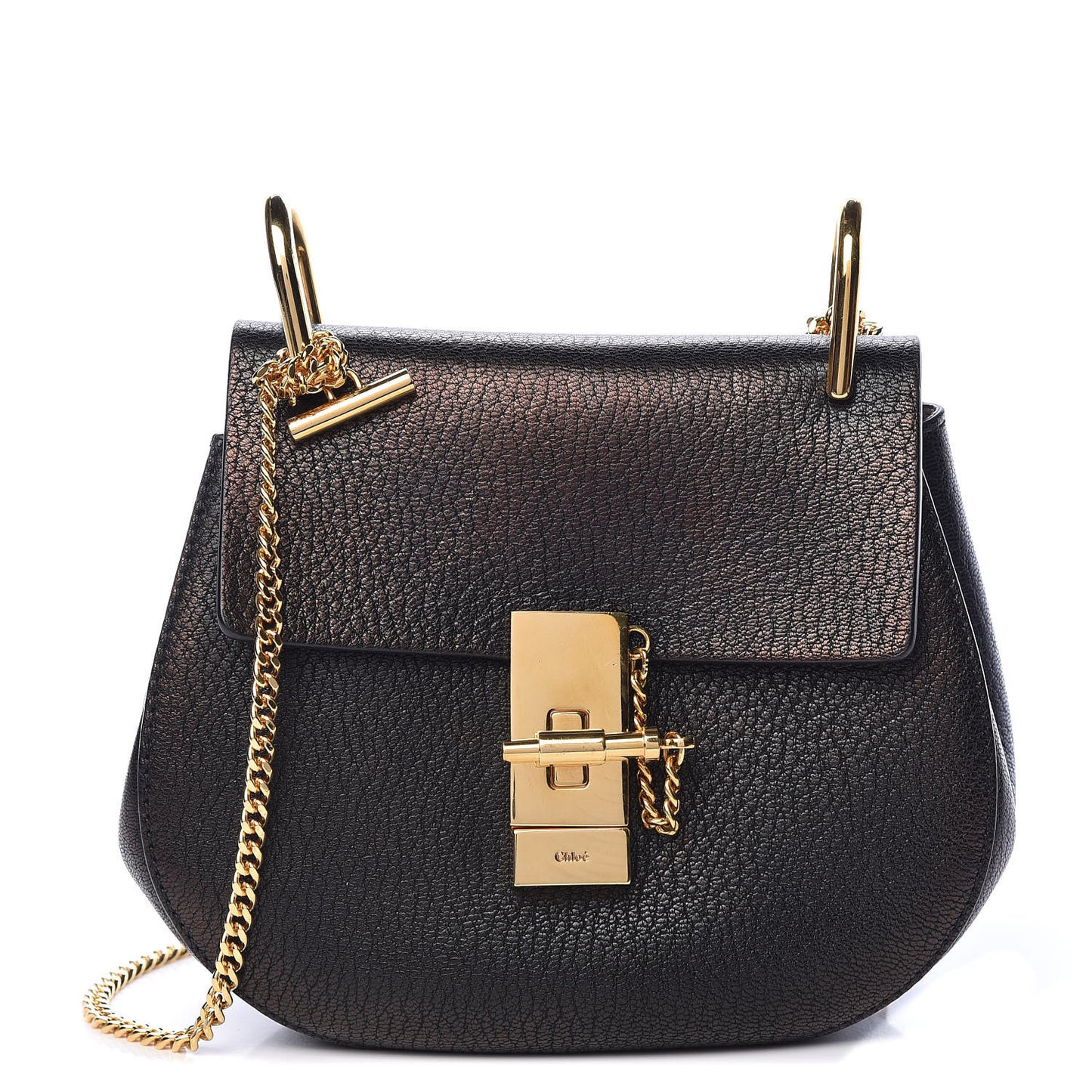 Grained Lambskin Mini Drew Shoulder Bag Black