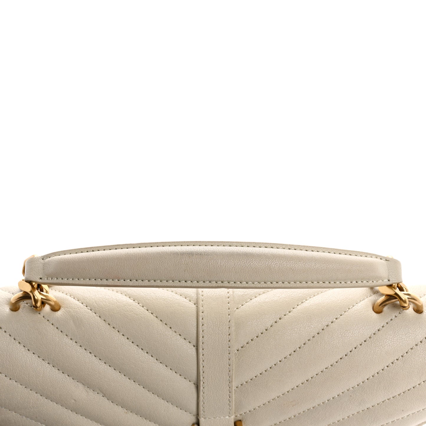 Sheepskin Matelasse Chevron Monogram Medium College Bag Crema Soft