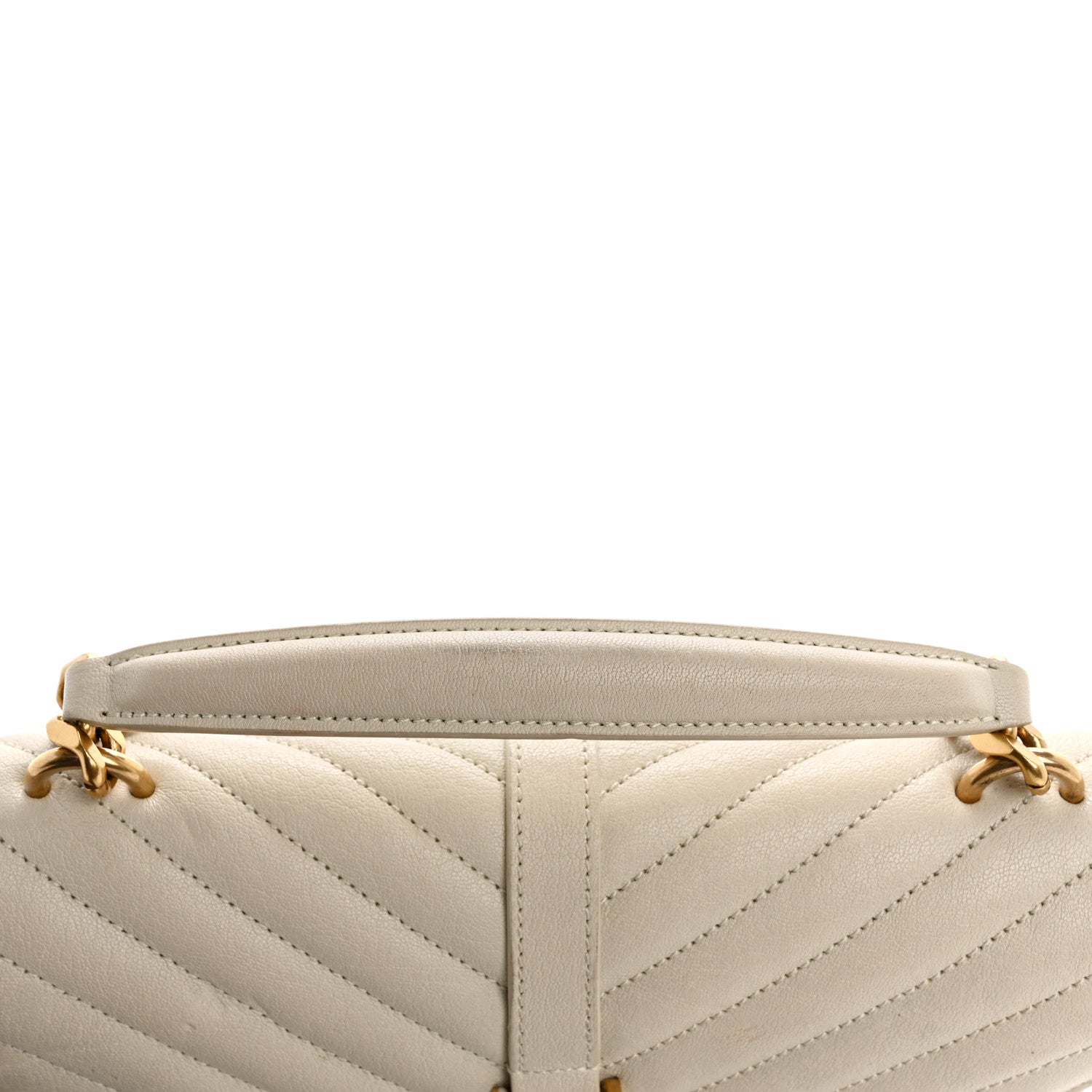 Saint Laurent Sheepskin Matelasse Chevron Monogram Medium College Bag Crema Soft 14 of 19
