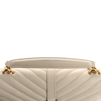 Saint Laurent Sheepskin Matelasse Chevron Monogram Medium College Bag Crema Soft 14 of 19