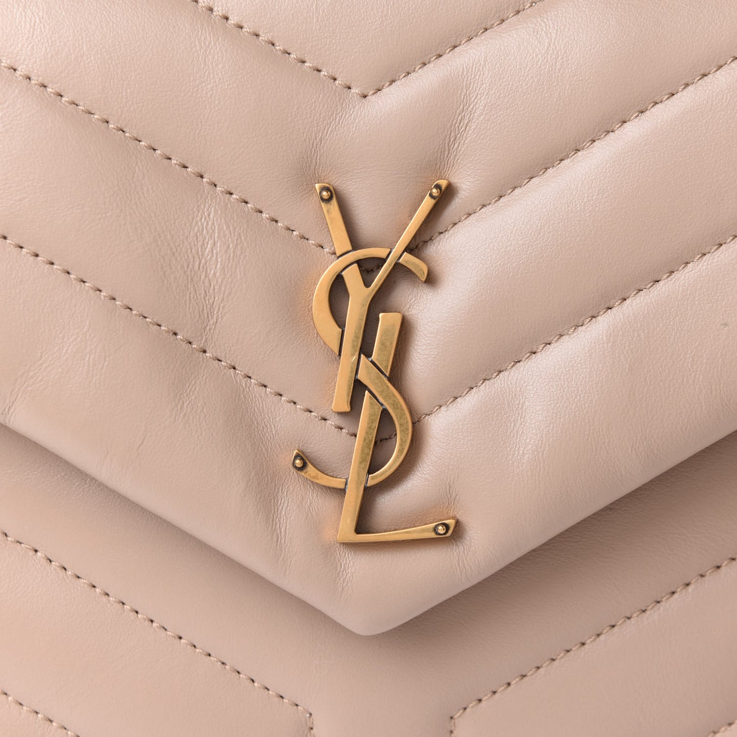 Calfskin Y Quilted Monogram Small Loulou Chain Satchel Dark Beige