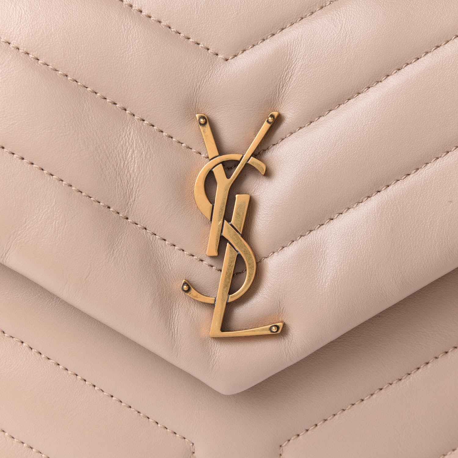 Saint Laurent Calfskin Y Quilted Monogram Small Loulou Chain Satchel Dark Beige 8 of 10