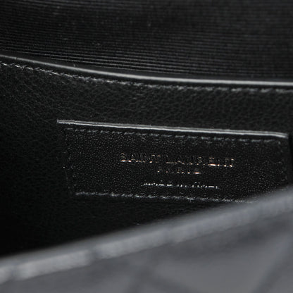 Saint Laurent Grain De Poudre Textured Mixed Matelasse Triquilt Small Monogram Satchel Black 6 of 6