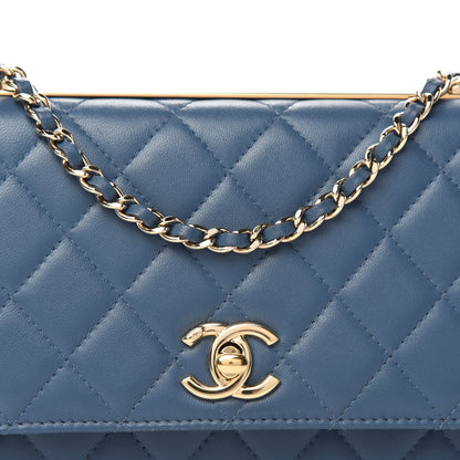 Chanel Lambskin Quilted Trendy CC Wallet On Chain WOC Blue 13 of 13