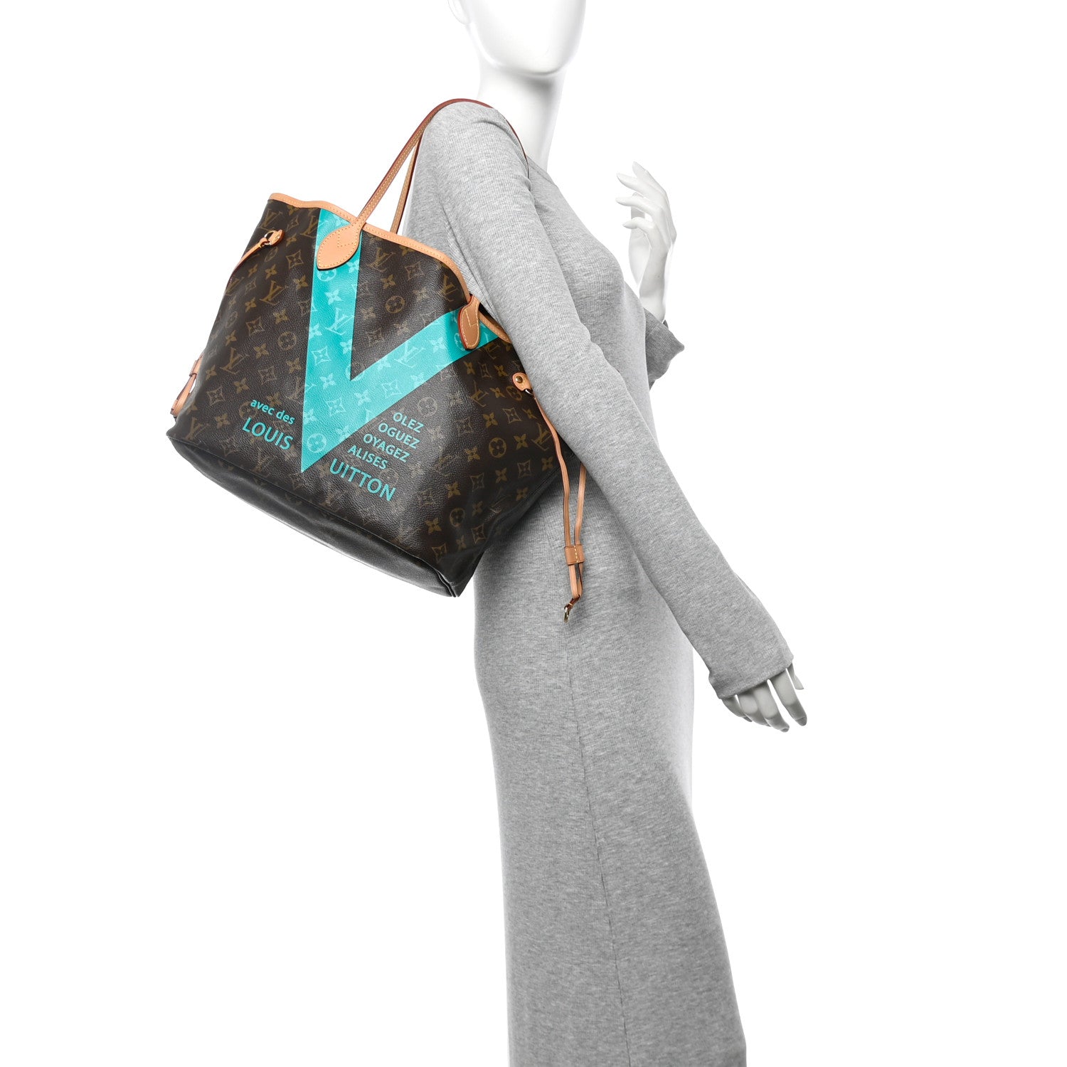 Louis Vuitton Monogram V Neverfull MM Turquoise 3 of 12