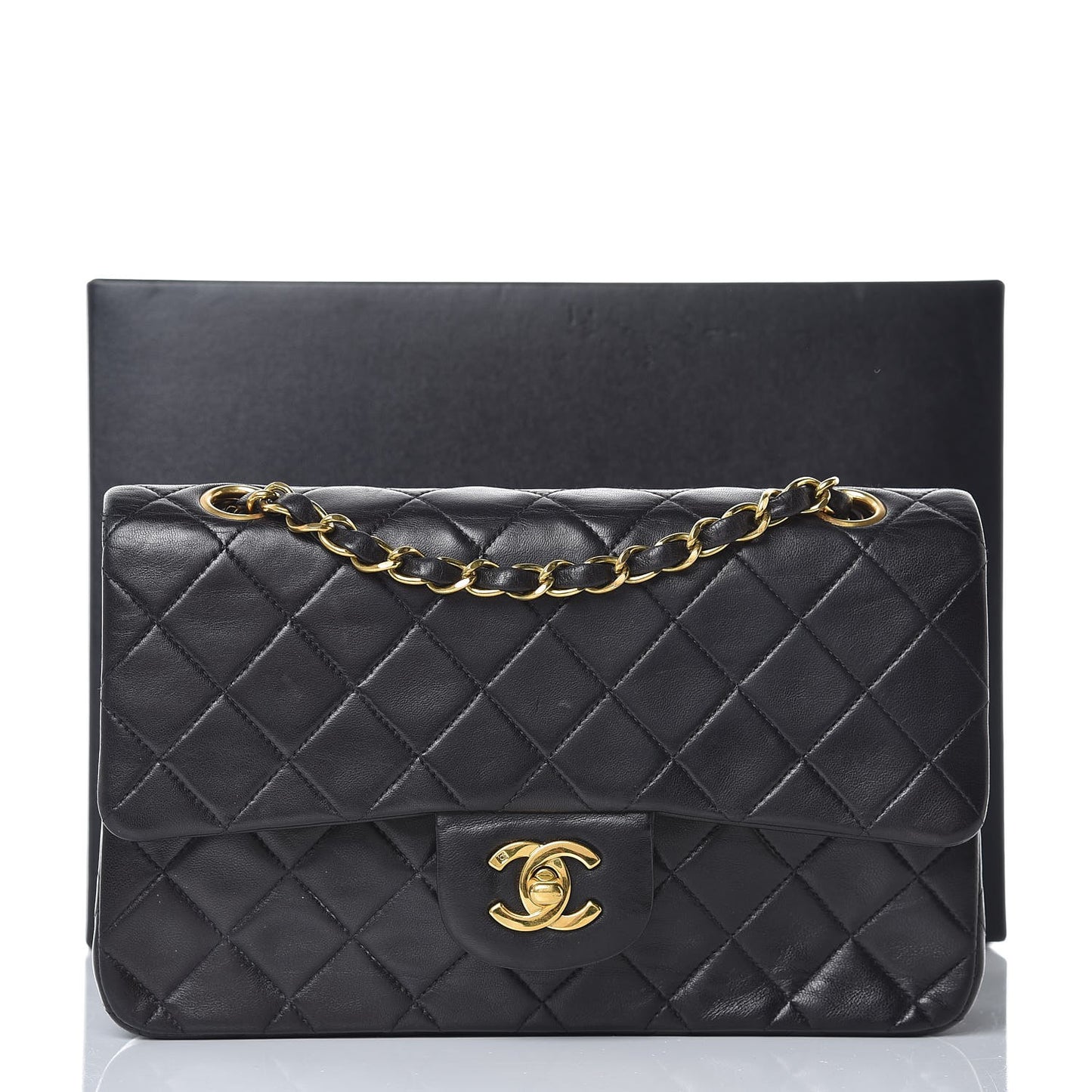Lambskin Quilted Small Double Flap Black