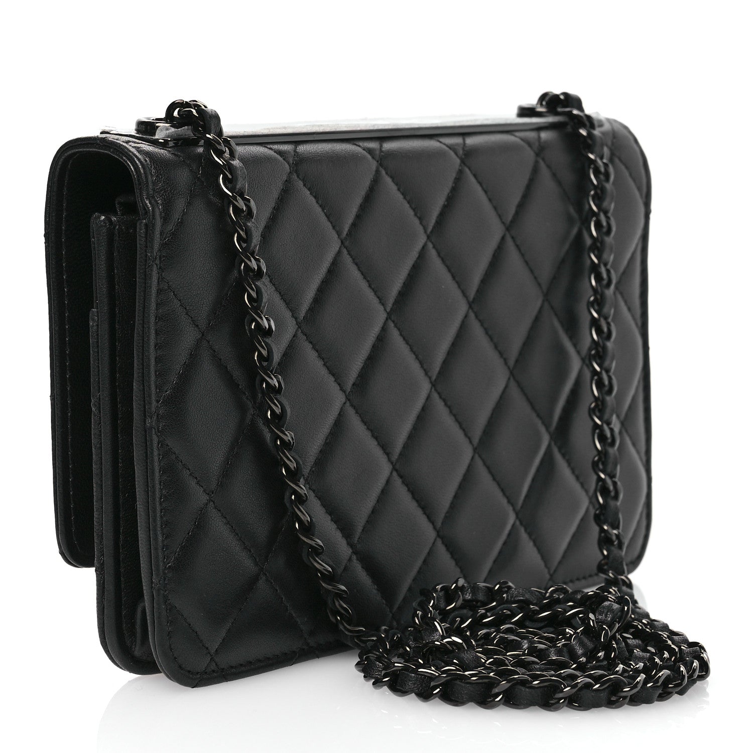 Chanel Lambskin Quilted Trendy CC Wallet On Chain WOC So Black 3 of 12