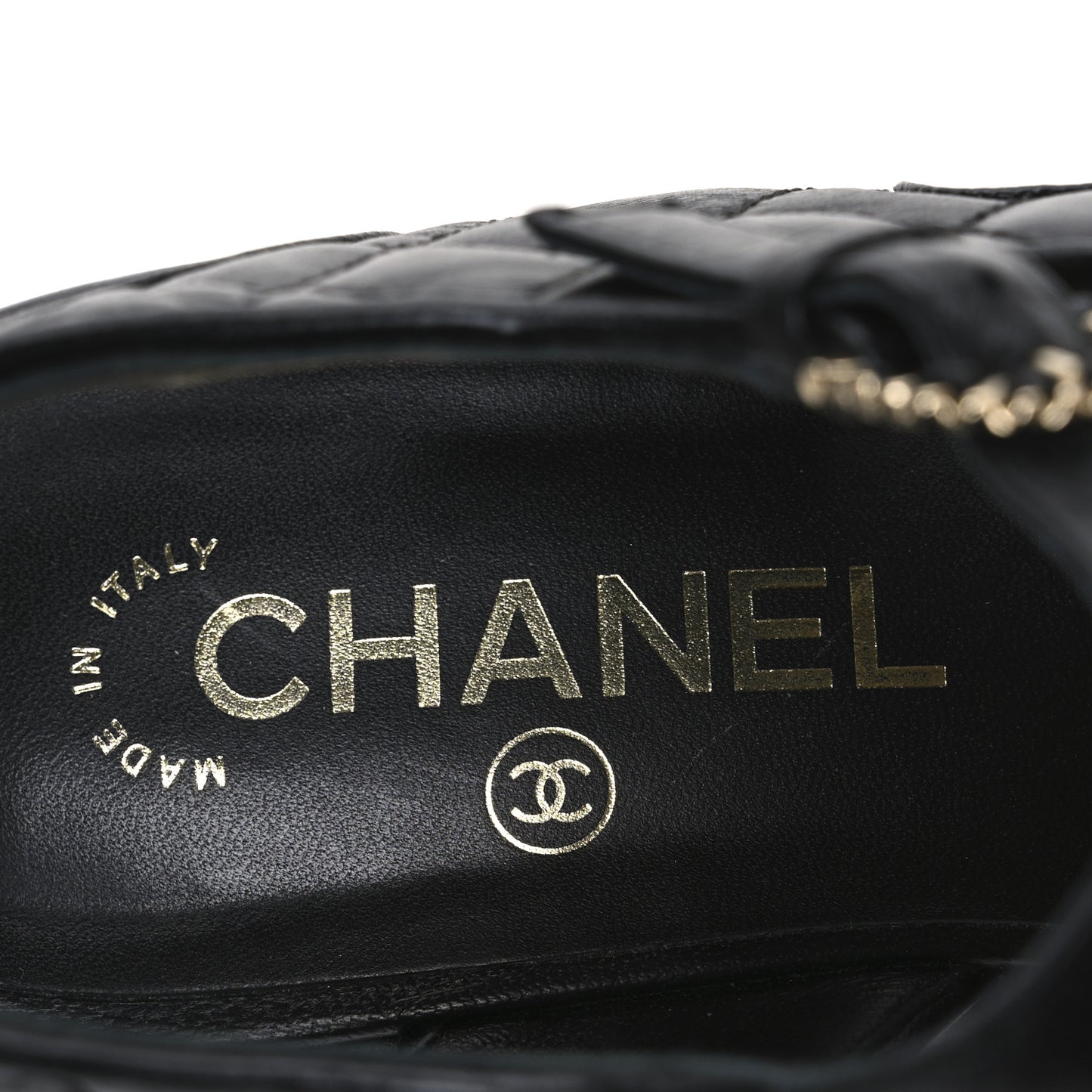 Lambskin Quilted CC Platform Sandals 39 Black