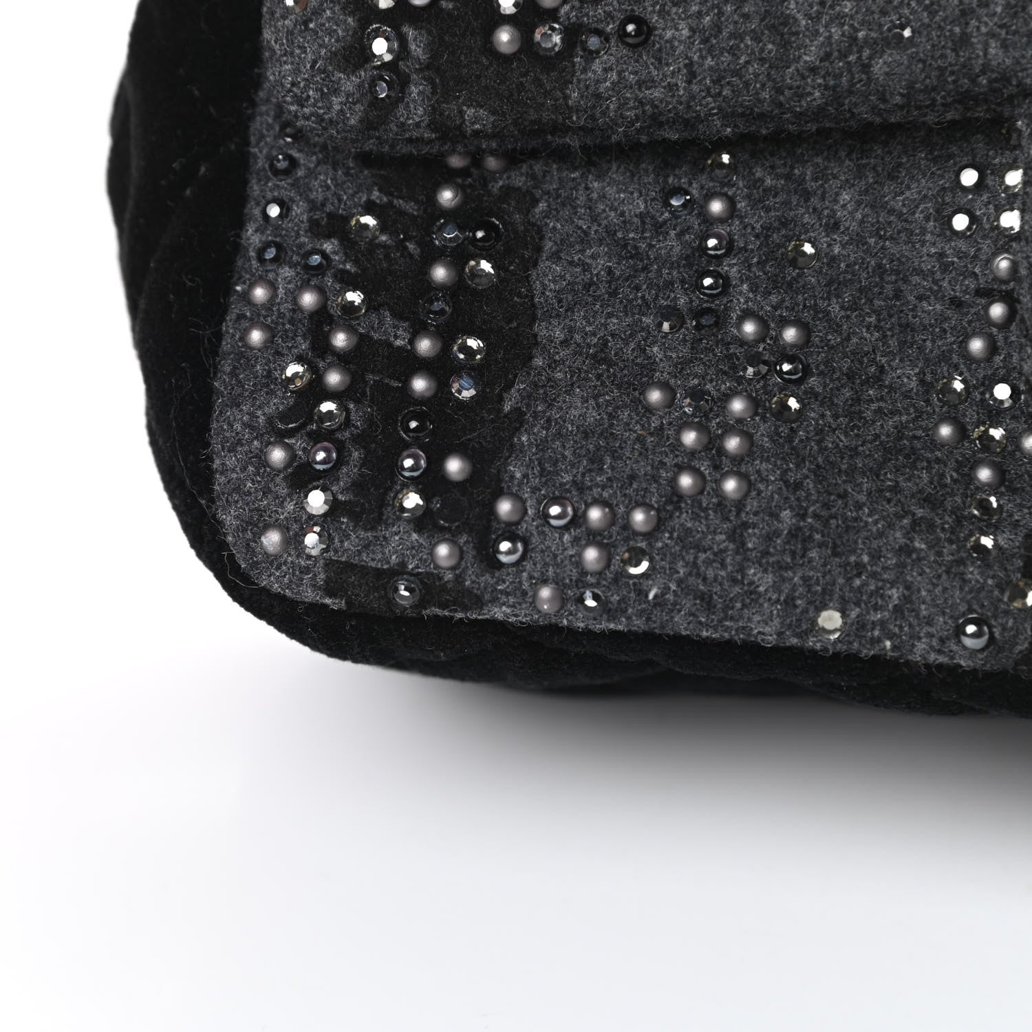 Chanel Wool Velvet Crystal Studded Mini Rectangular Flap Grey Black 11 of 12