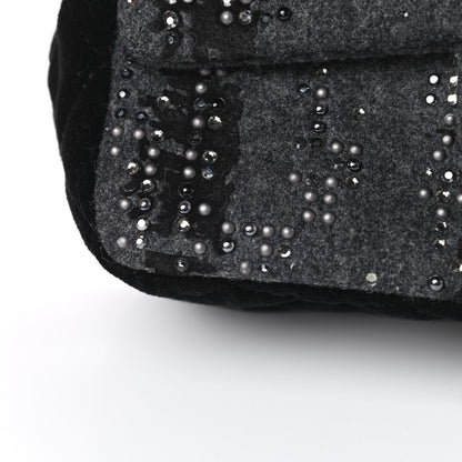 Chanel Wool Velvet Crystal Studded Mini Rectangular Flap Grey Black 11 of 12