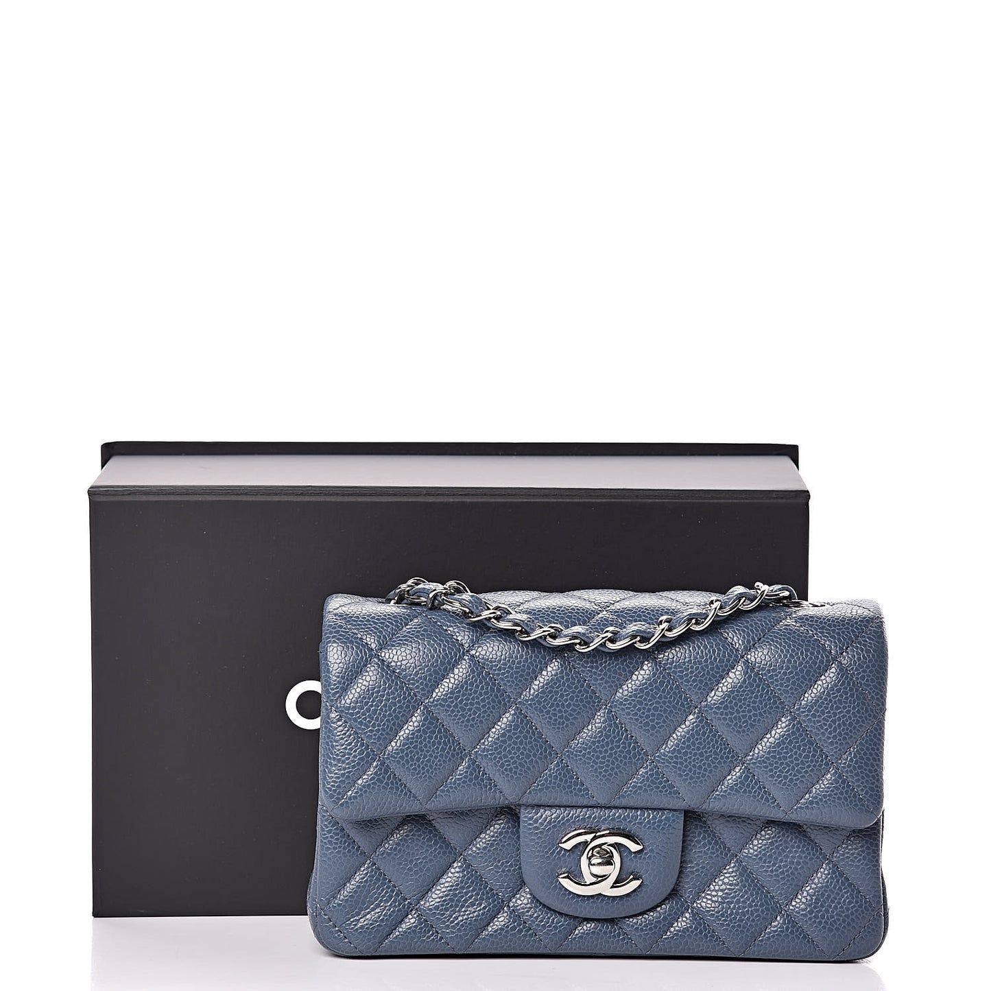 Caviar Quilted Mini Rectangular Flap Blue