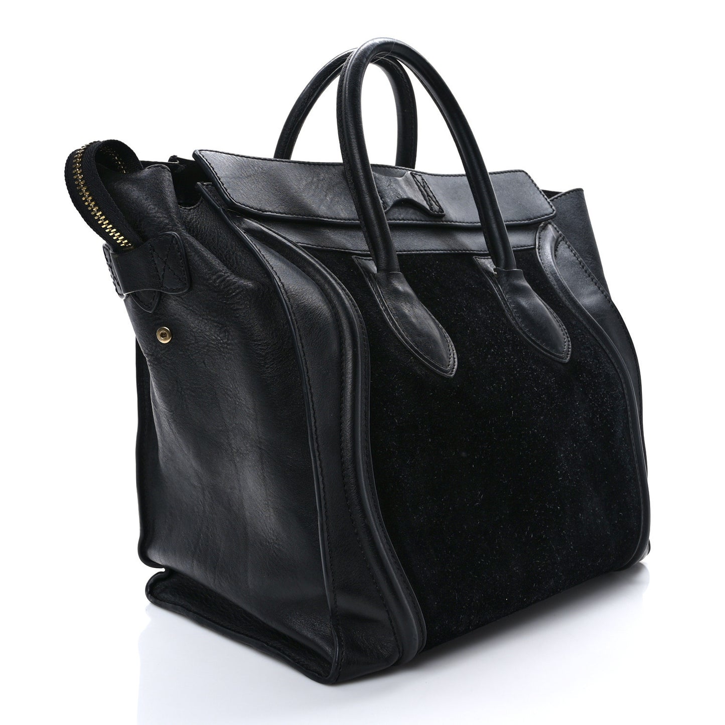 Smooth Calfskin Suede Mini Luggage Black