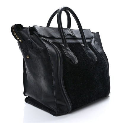 Celine Smooth Calfskin Suede Mini Luggage Black 3 of 10