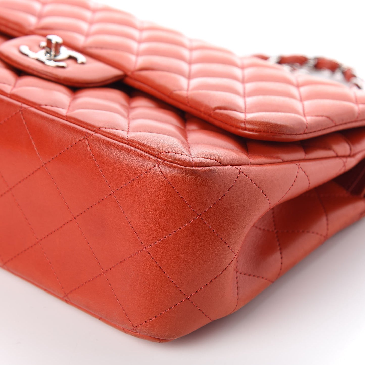 Lambskin Quilted Jumbo Double Flap Red