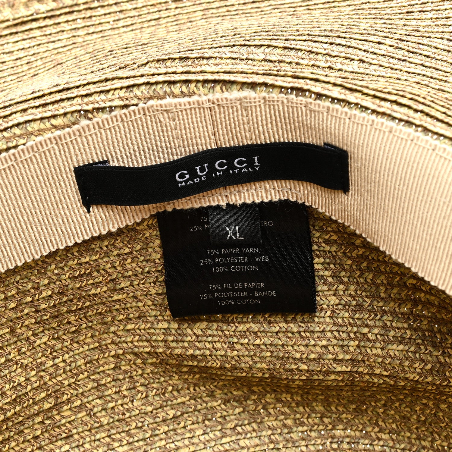 Gucci Woven Paper Yarn Floral Hat XL Beige White Multicolor 7 of 7