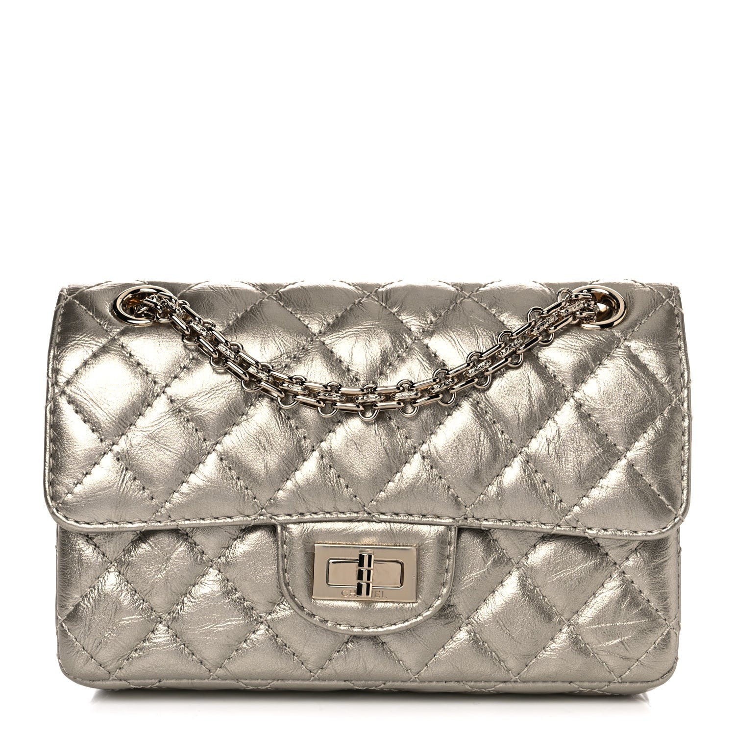 Chanel Metallic Aged Calfskin Quilted 2.55 Reissue Mini Flap Light Gold 1 of 11