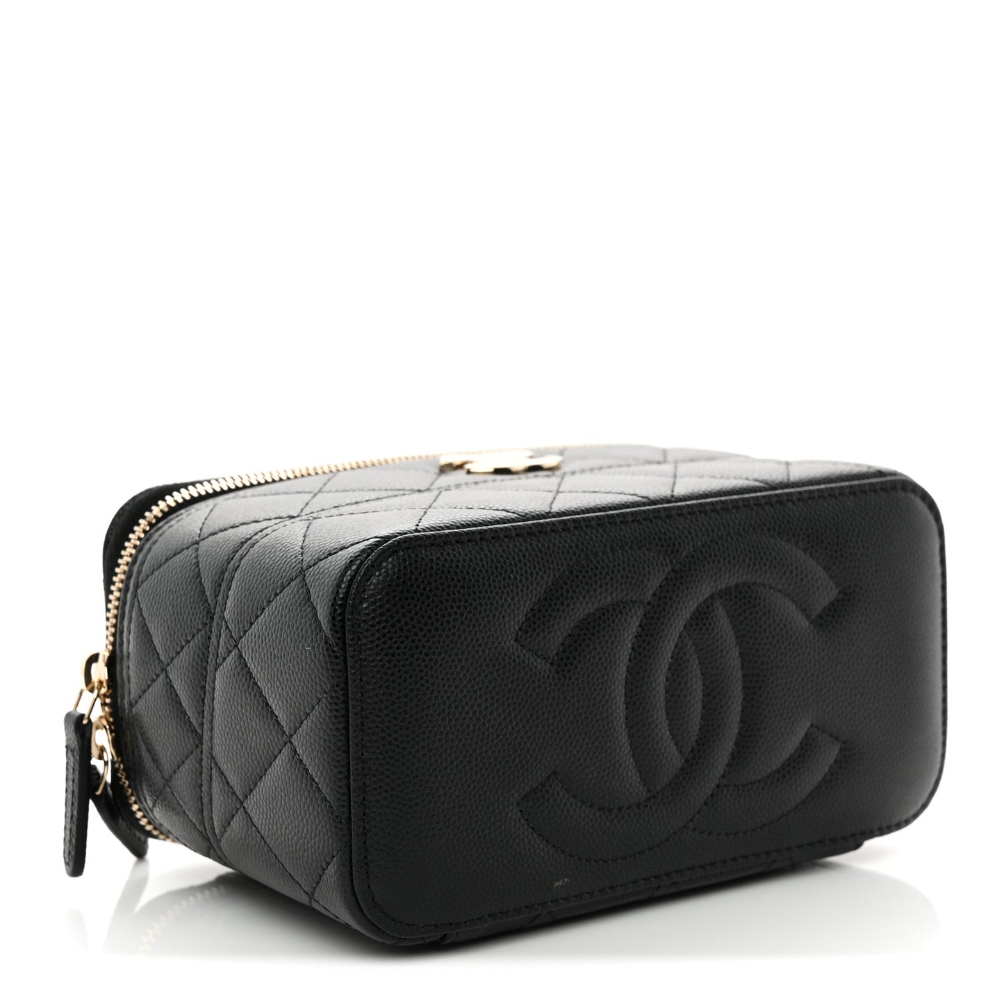 Caviar Quilted Trendy Handle Mini Vanity Black
